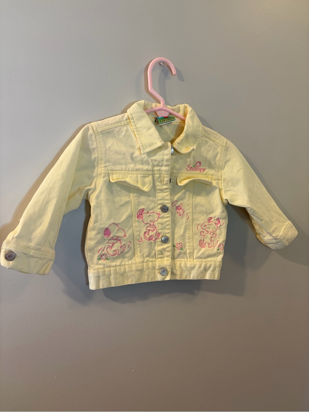 Vtg y2k baby snoopy yellow denim jacket 2T?